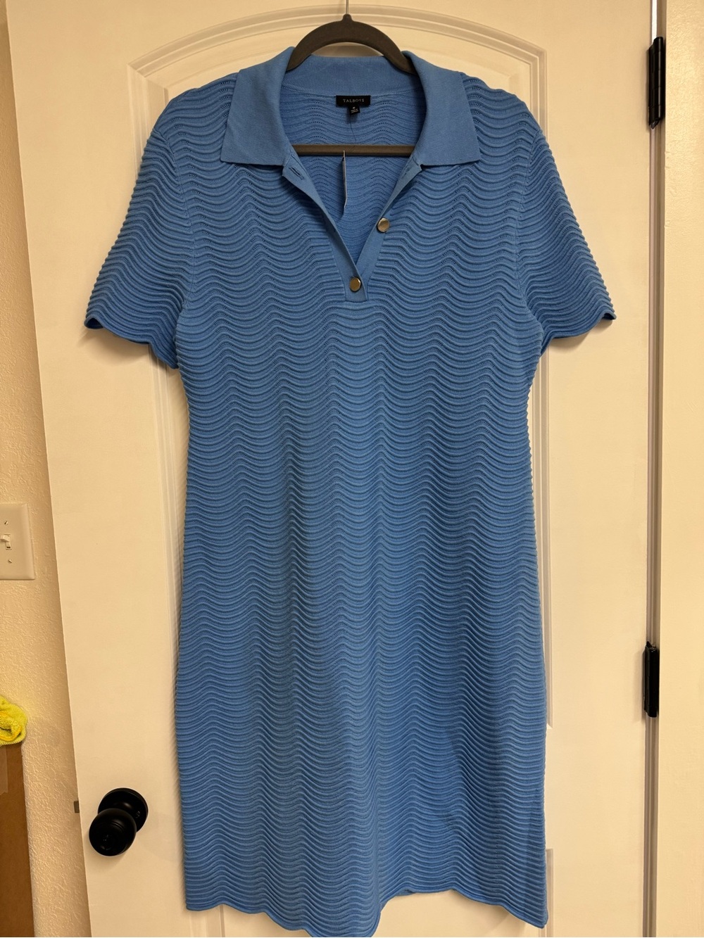 Talbots Sky Blue Short-Sleeve Polo Knit Dress